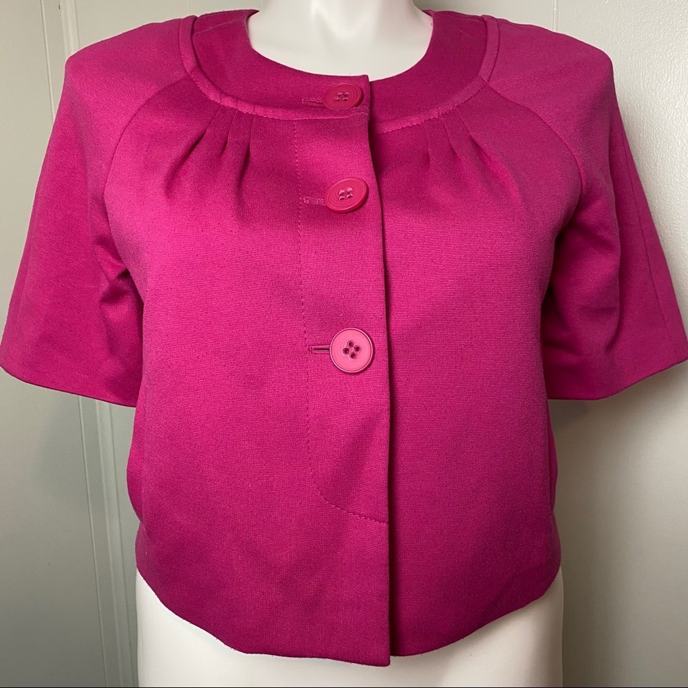 Loft Pink Fuchsia Jacket Blazer Cropped Short